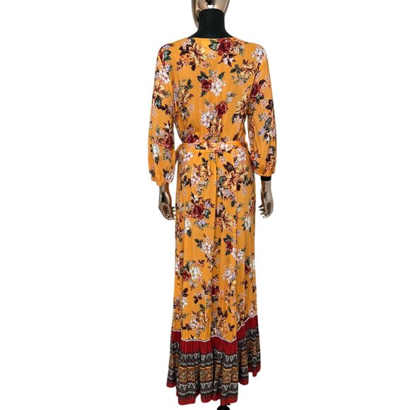 Farm Rio Anthropologie Wrap Maxi Dress Boho Floral Resort Western Glam L Petite - Picture 4 of 15
